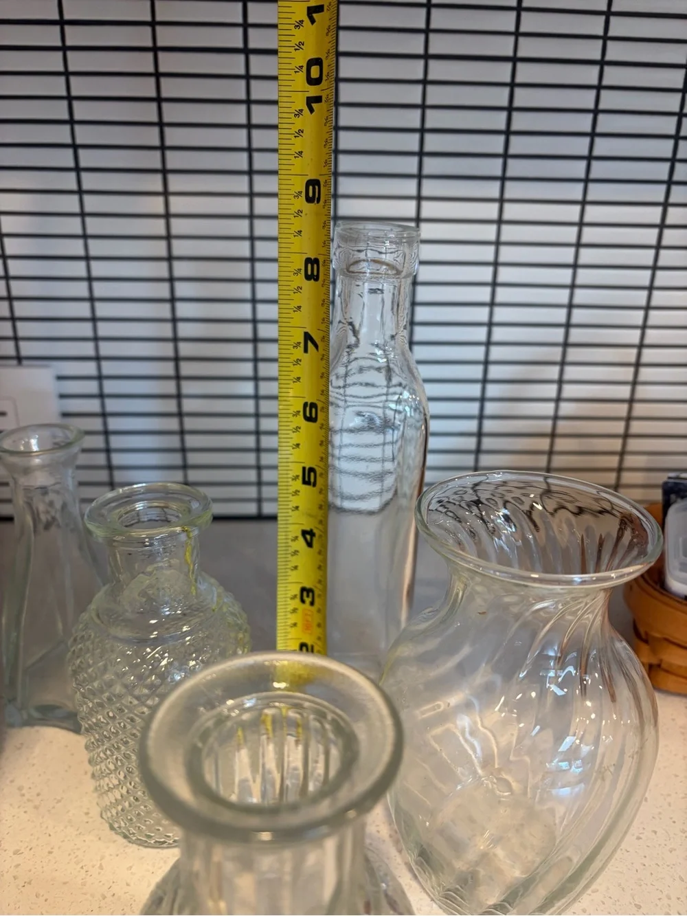9 Clear Glass Decorative small  Vases Set - Versatile Home Accents